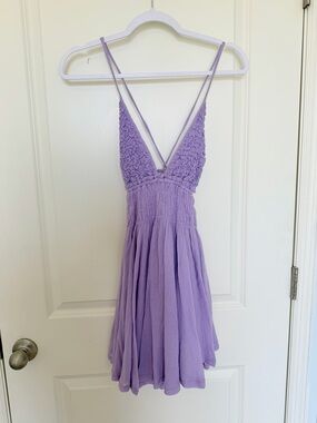 Free People Lavender Smocked Mini Dress Size XS